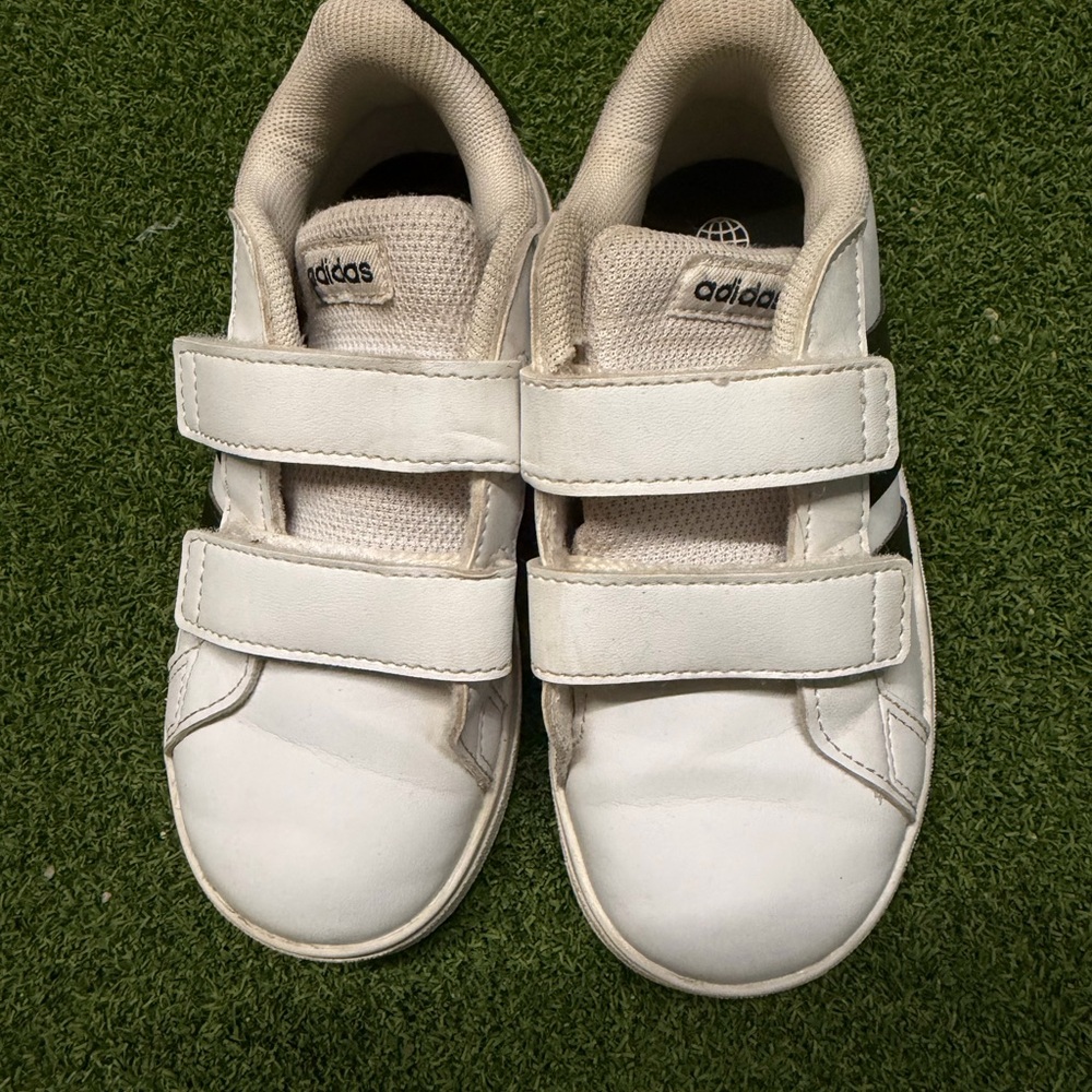 adidas Kids White Double-Strap Sneakers